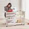 Folding Sewing Desk with Storage Trays 46 Inch Work Surface Natural Wood